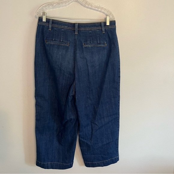 Talbots Flawless Womens High Rise Wide Leg Crop Jeans Sz 12 Curvy Med Wash Denim - Picture 7 of 9